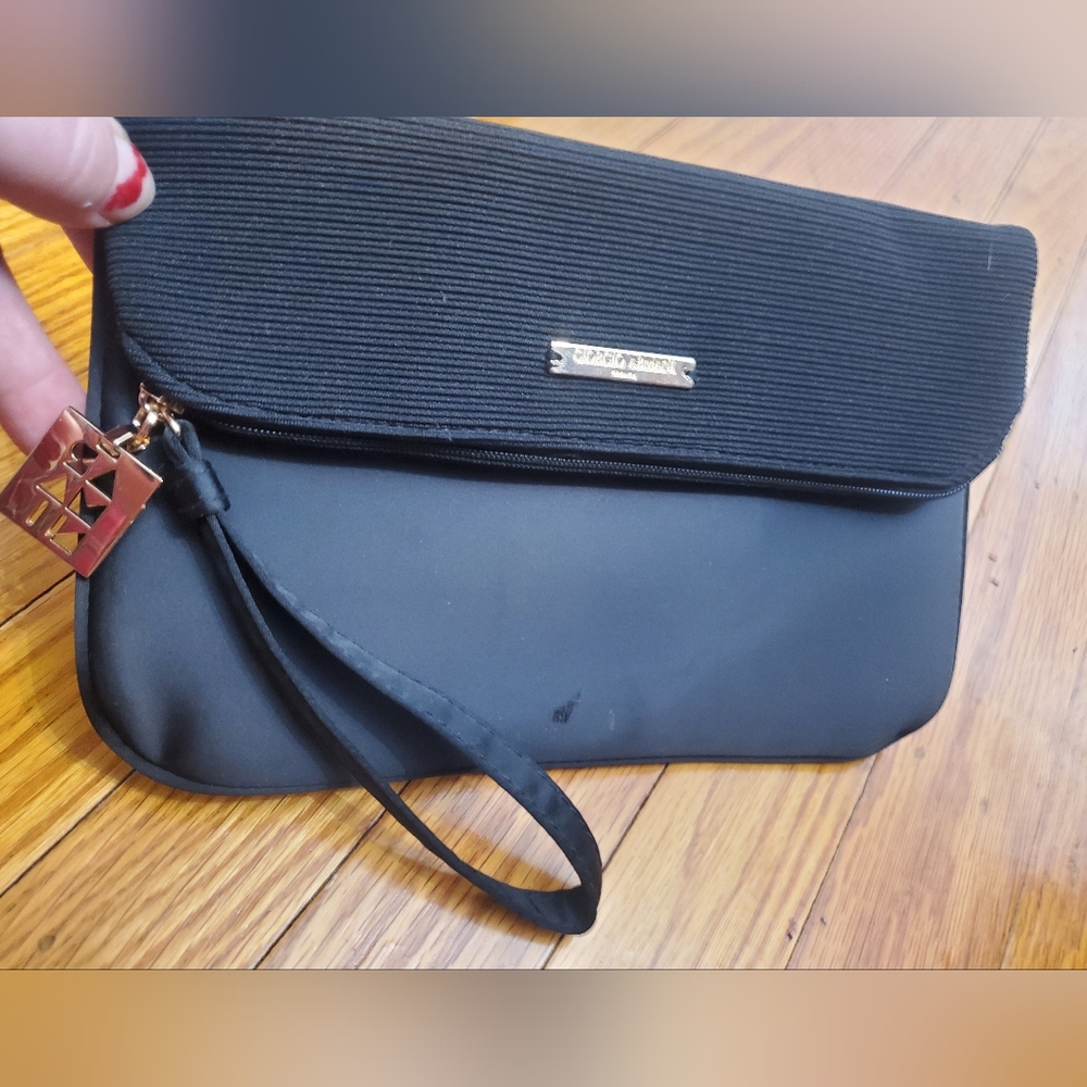 Giorgio Armani Beauty Grosgain &Satin Black Evening Wristlet Bag Womens